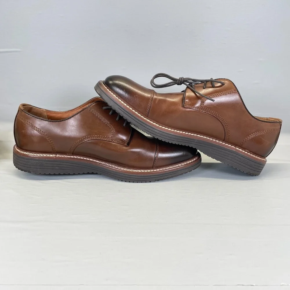 Johnston & Murphy Upton Oxford Dress Shoes Mens Size 11 M Brown Leather Cap Toe
